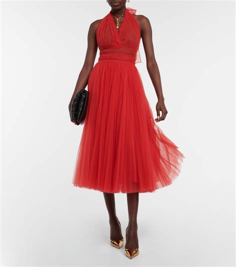 dolce gabbana red tulle dress|Dolce & Gabbana draped.